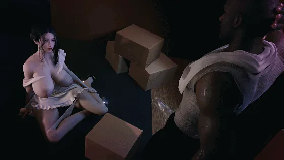 {3D/NTR/VAM} 牛头人爱好者：艾沫沫-搬运NTR 性感巨乳人妻被黑人搬运工侵犯中出 [中配/中字] [3.22gb/FM/WY]