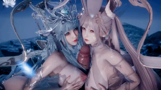 [3D/无修/CV] Elarbaby：D42 嫦娥&玉兔 性感女神姐妹花强制榨取精华 [4.42G/FM/WY]