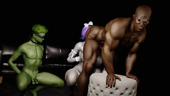 {3D/夫目前犯/NTR} VLDstudio 7月新作：Raven BBC & Beast boy CUCK 短小早泄男友只配看着女友被黑人爆肏中出